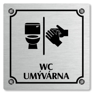 WC, umývárna, 118x118mm, stříbrná, Kansas